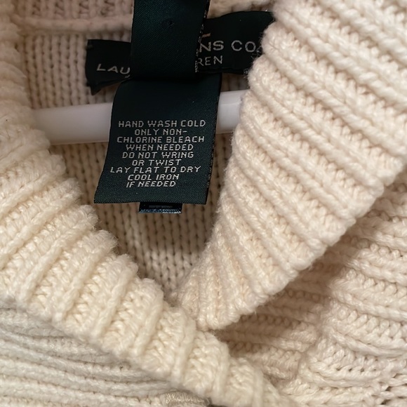 Lauren Ralph Lauren Cream Knit Poncho Sweater, L - Picture 6 of 6
